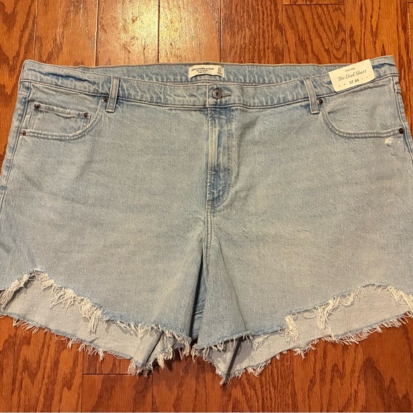 New Abercrombie & Fitch The Dad Short Size 37 / 24 High Rise Blue Jean Shorts - Picture 4 of 10
